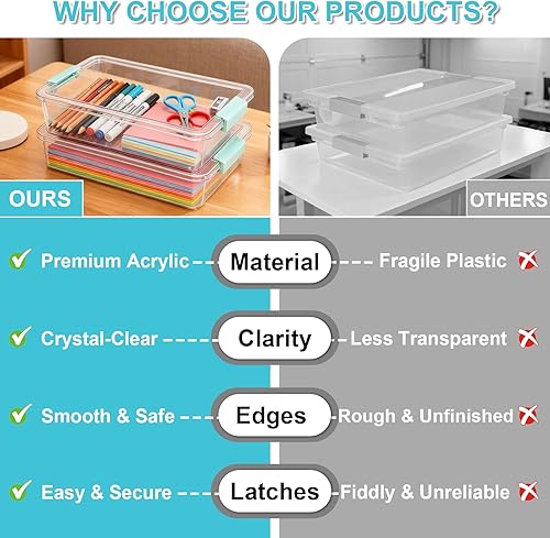 Miniatura 8 de Contenedores de almacenamiento de plástico transparente de 6 cuartos con tapas, organizadores y almacenamiento de manualidades, contenedores