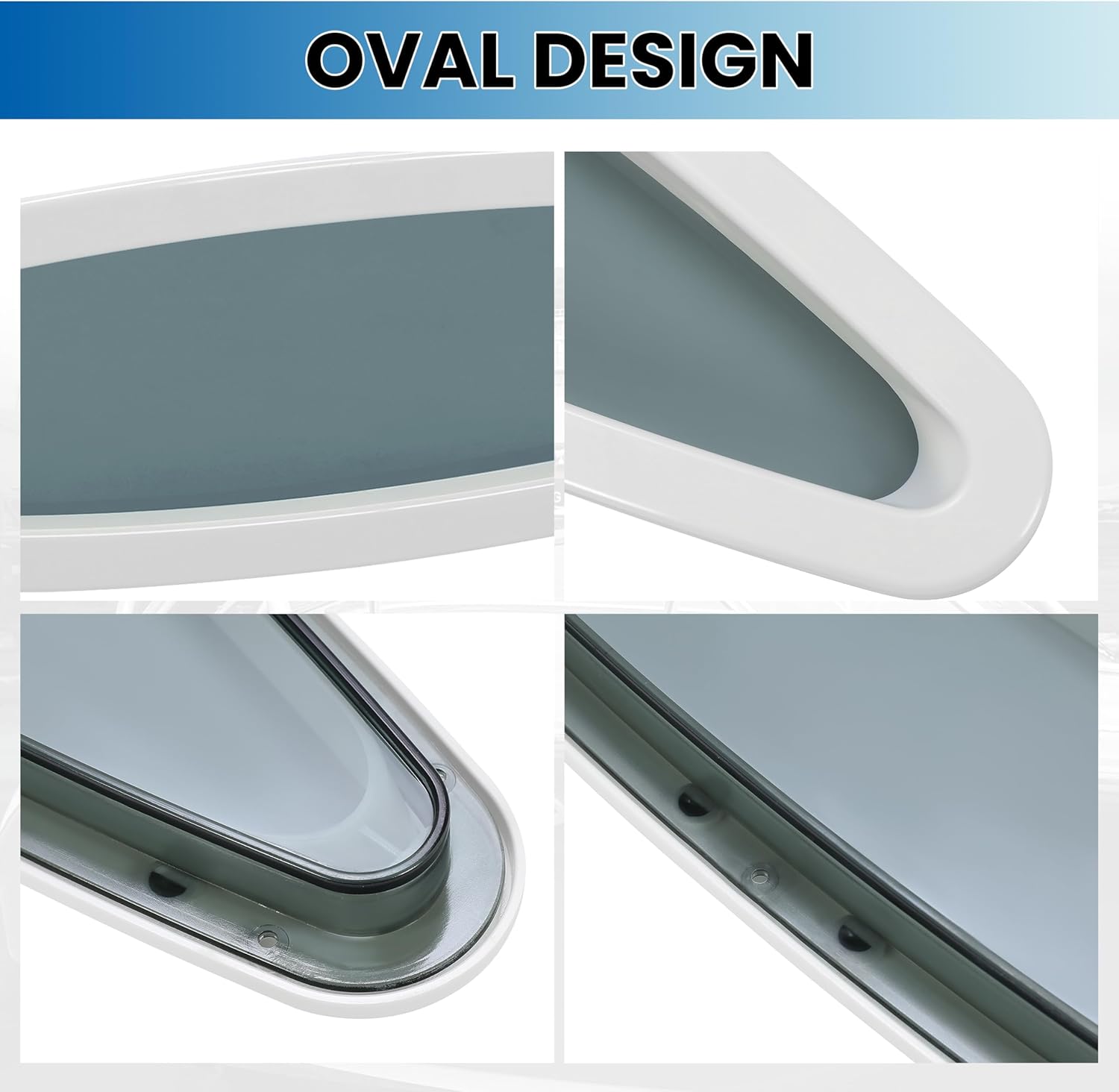 HECASA Boat Portlight Porthole Outer Ring Compatible with 2004 & 2007 Sea Ray 225 Weekender TOO Sundencers Express Boat Yacht Replacement Window with Outer Ring 23.5"L x5.25"W(597mm x 134mm)