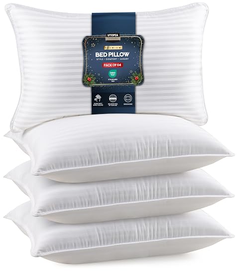 Utopia Bedding Bed Pillows for Sleeping Queen Size White Set of 4 Down Alternative Pillow for Sleeping Cooling