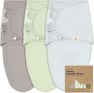3-Pack Organic Baby Swaddle Sleep Sacks - Swaddles for Newborns, Infant 0-3 Months, Baby Girls, Boys, Soft & Snug Newborn Sleep Sack, Nursery Swaddling Blankets (Ripple)