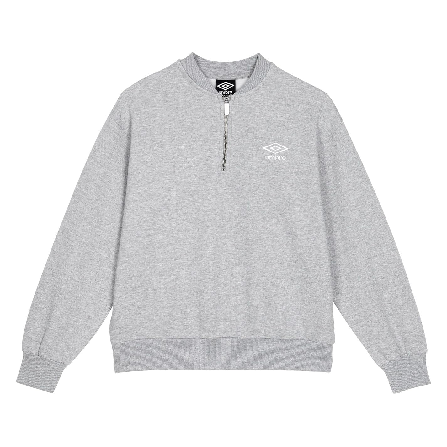 Umbro Womens Quarter Zip Sweatshirt Top Grey Marl/White S