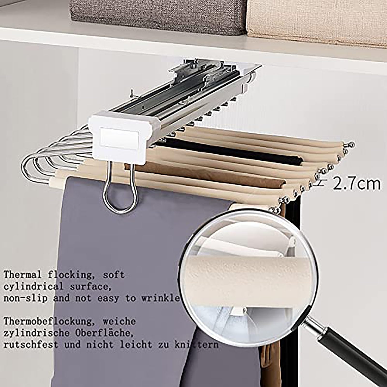 Portapantaloni Estraibile, Appendiabiti per Armadio Retrattile, per Camera da Letto Salvaspazio e ripostiglio per Armadio, per Organizzatore di Pantaloni per Armadio (Colore : Nero, Dimensioni : 36x