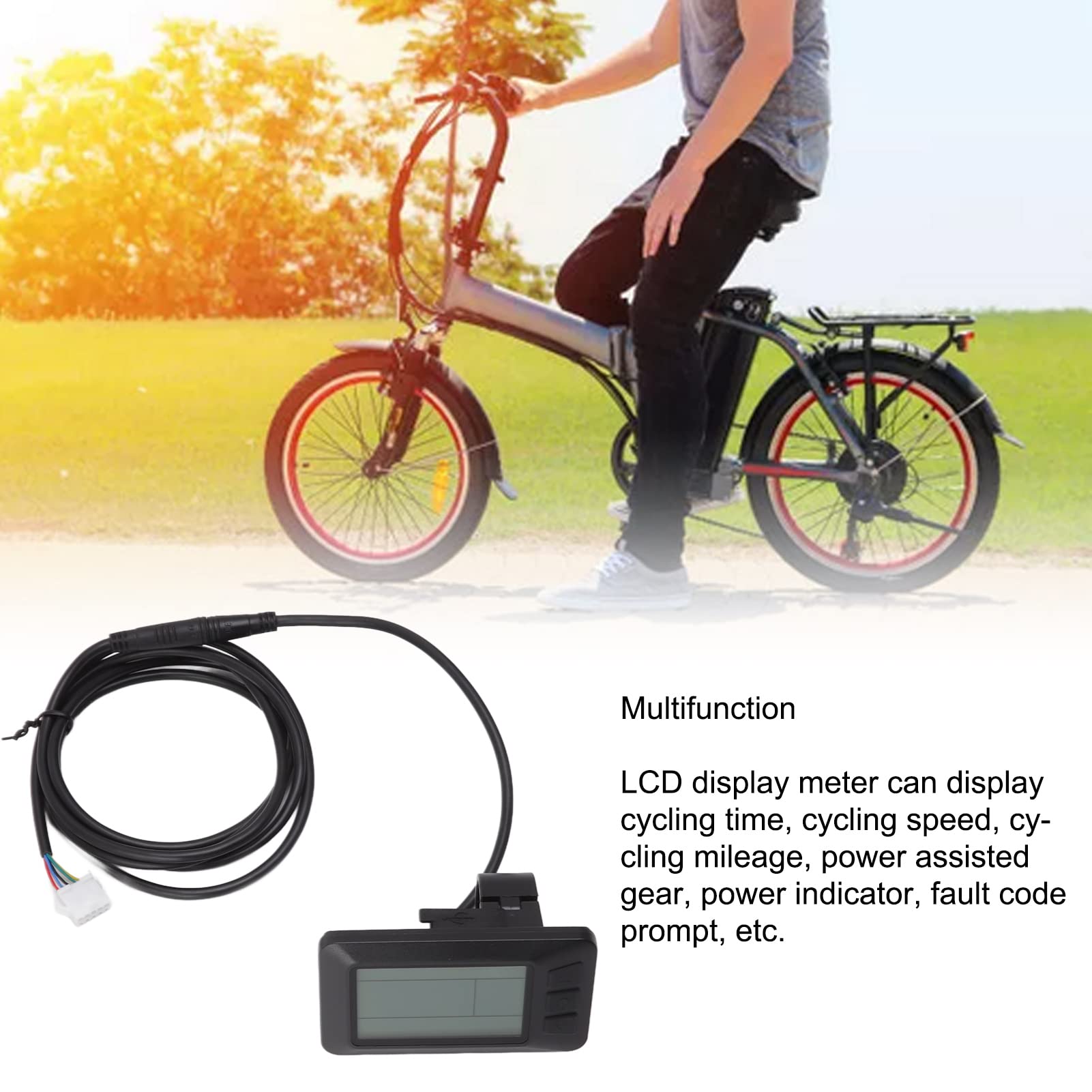 Display LCD per Bici Elettrica per Bici Elettrica Display LCD per Bici 24V 36V 48V Connettore a 5 Pin Tachimetro per Bicicletta Impermeabile per Controller KT