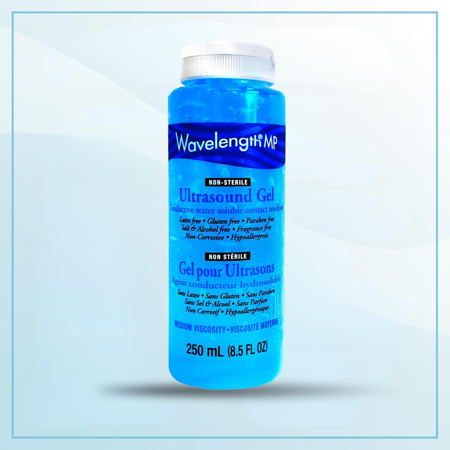 Wavelength® MP Multi-Purpose Ultrasound Gel. Hypoallergenic, Non-Greasy, Premium-Quality. Made in Canada. Transmission Gel. 250ml Bottles. (250 ml x1 Blue) - Image 2