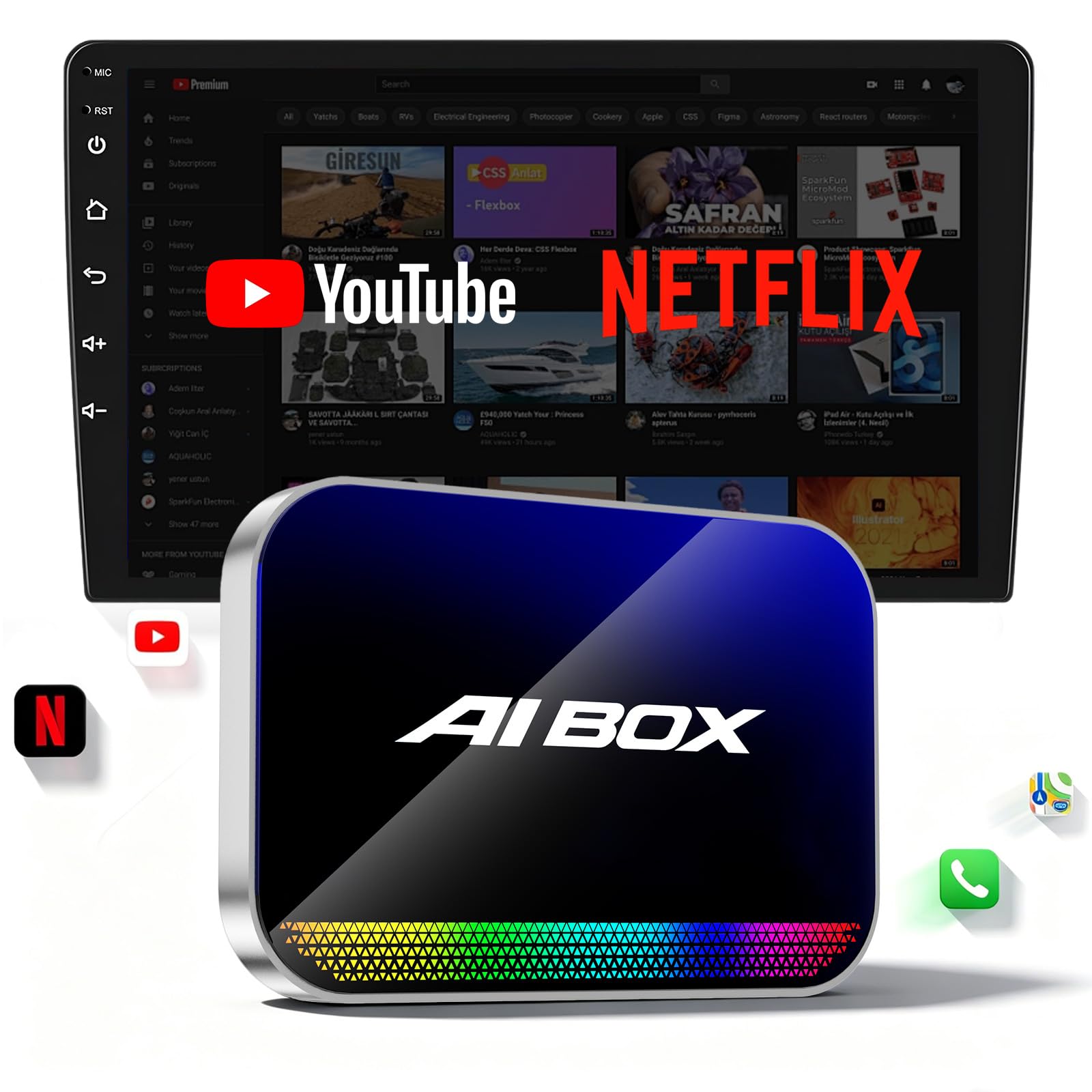 Wireless CarPlay & Android Auto Adapter, Magic AI Box with YouTube TikTok, Built-in Play Store and Screen Mirroring, Plug and Play Video Adapter for OEM Factory Wired CarPlay Vehicles-image-40