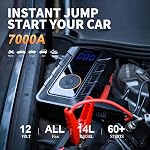 7000A Car Battery Booster Jump Starter with Air Compressor, Portable Car Battery Booster Pack(All Gas/14L Diesel), Jump Box with 45W Fast Charge, Smart Jumper Cables, Lights and 150PSI Tire Inflator