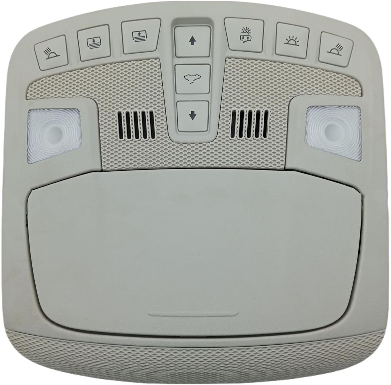 for Ford Edge Overhead Console with 9 Buttons Sunroof Switches Storage Box Assembly, Reading Map Dome Light Replacement OEM: DS73-F519A58HADCN-light Grey