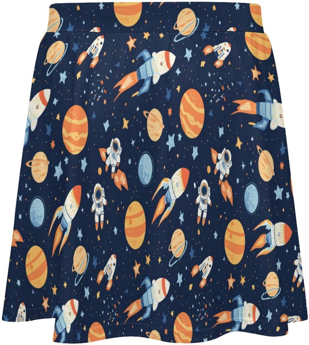 Outer-Space Astronaut Rocket Women Tennis Skirt Print Golf Skirts Mini Casual Workout Skorts