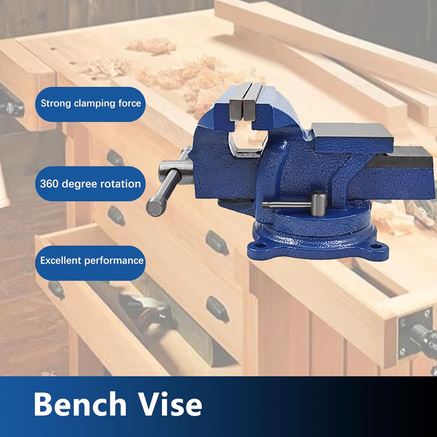 WFLNHB 6" Bench Vise Table Top Clamp Press Locking Swivel Base Heavy-Duty for Crafting Painting Sculpting Modeling Electronics Soldering Woodworking and Fishing Tackle