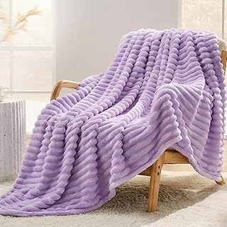 Light Purple Fleece Twin Size Blanket for Bed, 320GSM Super Soft Cozy Blanket for Home Decor, Perfect Cozy Gifts for Women Men Gifts, Lightweight All Season Bed Blanket, 60x80 Inches