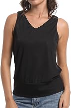 V Neck Women Tank Tops Summer Sleeveless Casual Tops Loose Fit Banded Bottom Shirts