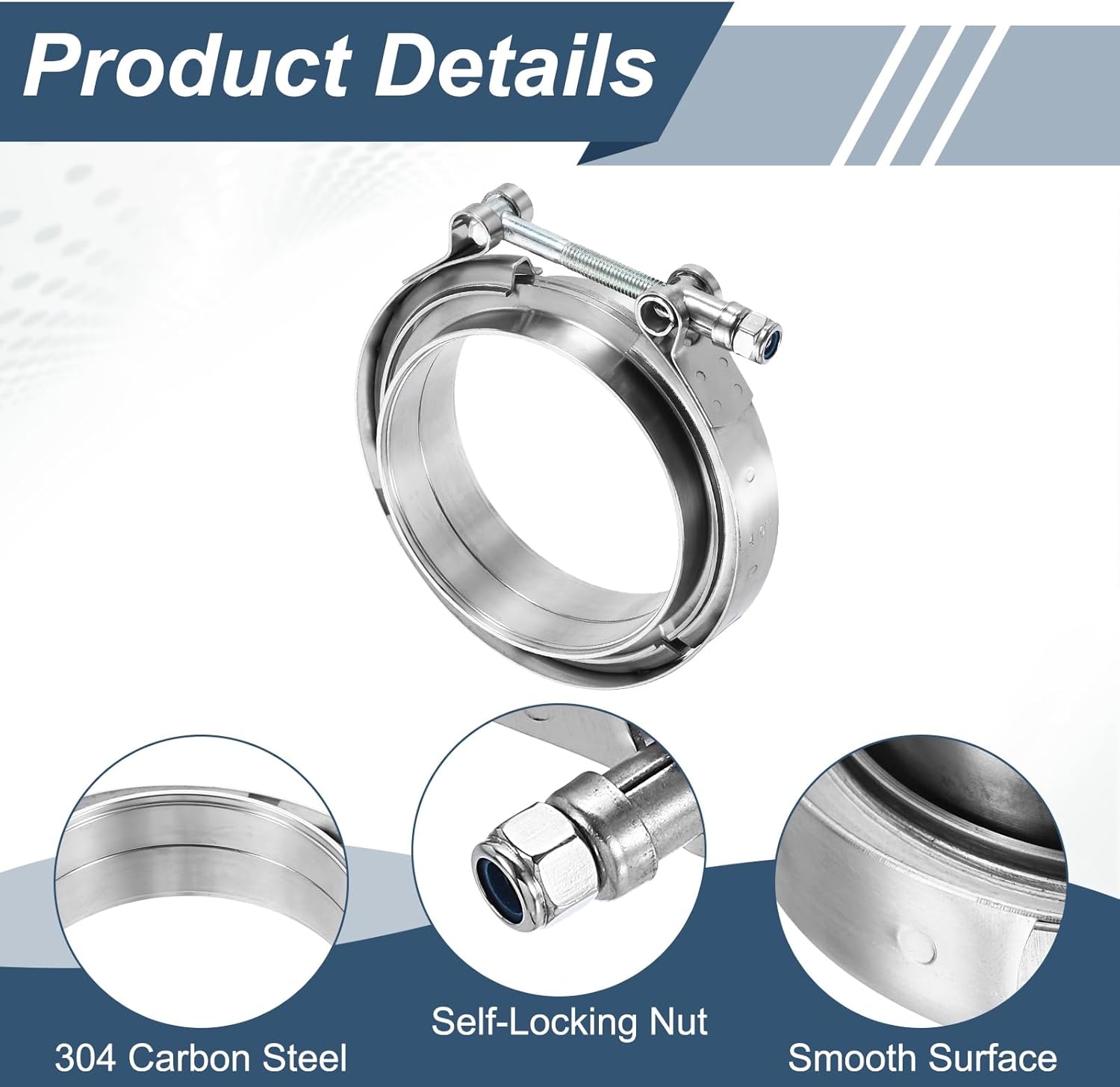 HARFINGTON V Band Clamp with Flange 4 Inch 304 Stainless Steel Male Female V-Band Exhaust Clamp Flange Kit for Auto, Silver