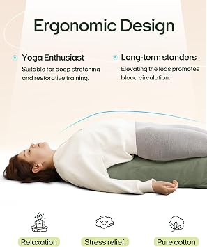 Zonli ヨガボルスターピロー 瞑想&リストラティブヨガ用 - 長方形サポートクッション 取り外し可能なコットンカバー&キャリーハンドル付き 26インチx11インチx7インチ