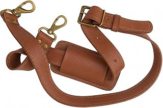 Leather Adjustable Padded Replacement Shoulder Strap with Metal Swivel Hooks for Messenger, Laptop, Camera, Duffle Bags & More