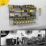 4 Layer Power Tool Organizer Wall Mount, 4 Supports de forage, rack d'utilité en métal pour outils électriques sans fil, adapté pour l'organisation du garage, atelier, pegboard, Shed (4slot-16inch)