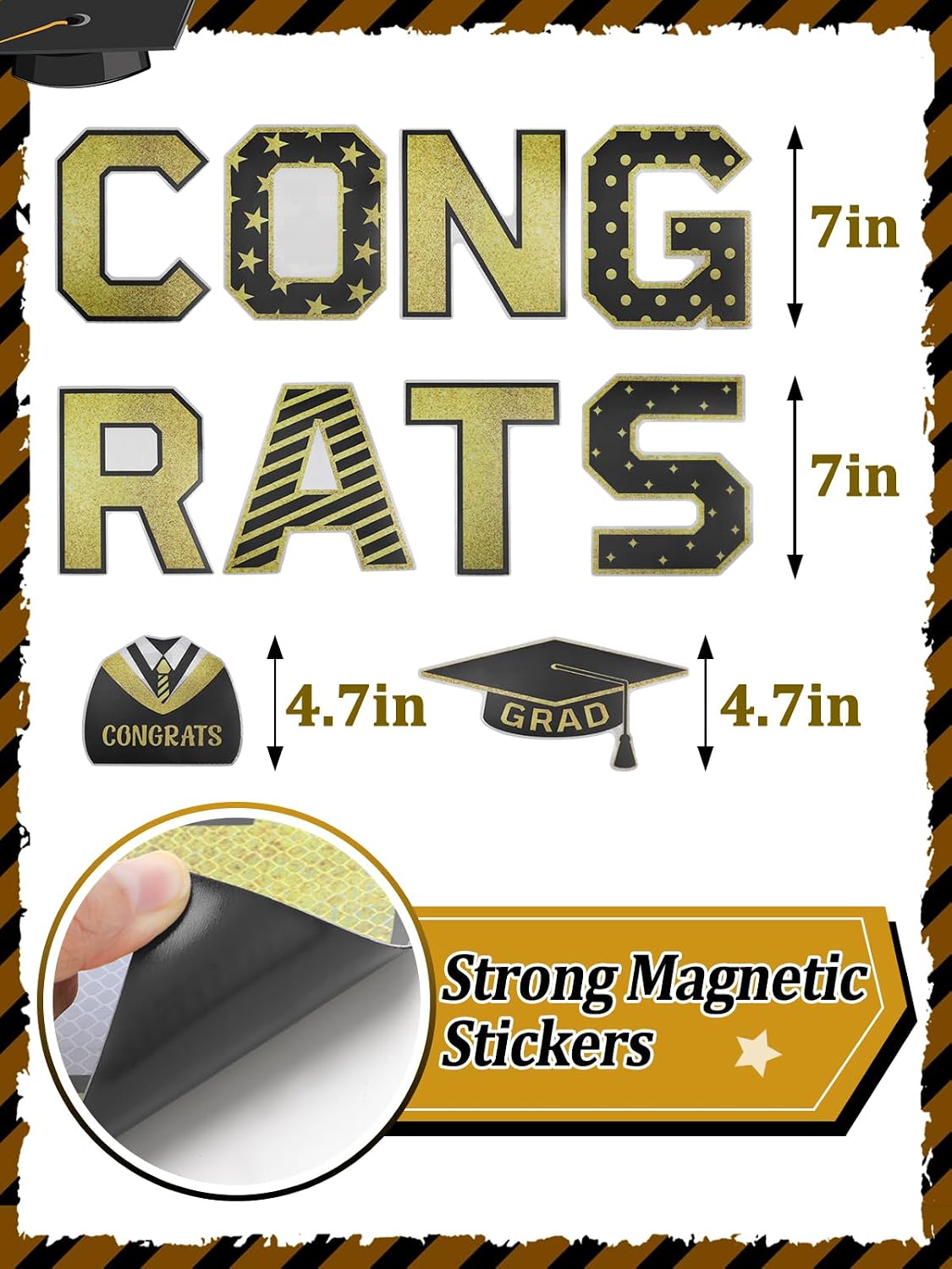 23.6'' Large Inflatable Car Decorations for Graduation 2026 - Congrats Grad Car Magnets & Graduation Cap Decorations Balloons for High School Collage Prom Party Parade