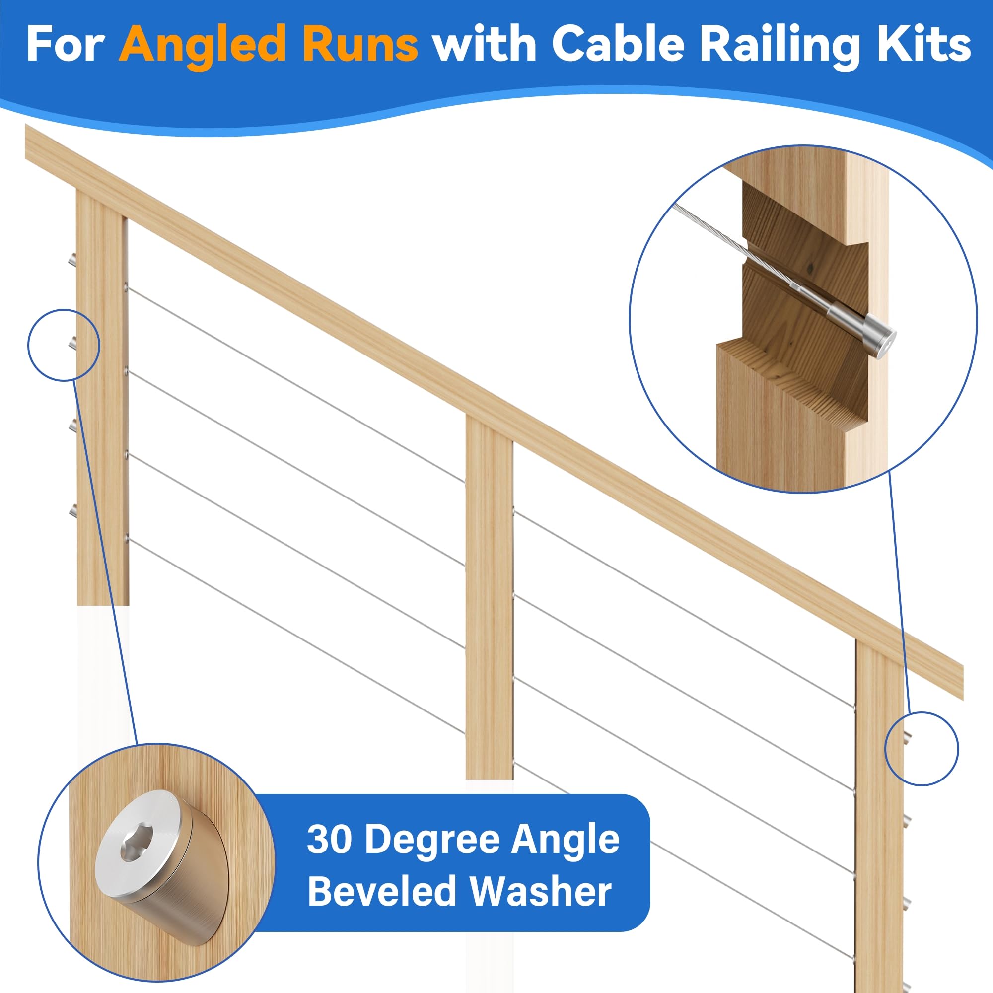 Cable Railing Washers Snapklik.com : Fulifix 20 Pack Cable Railing Angled Washer - 3/8