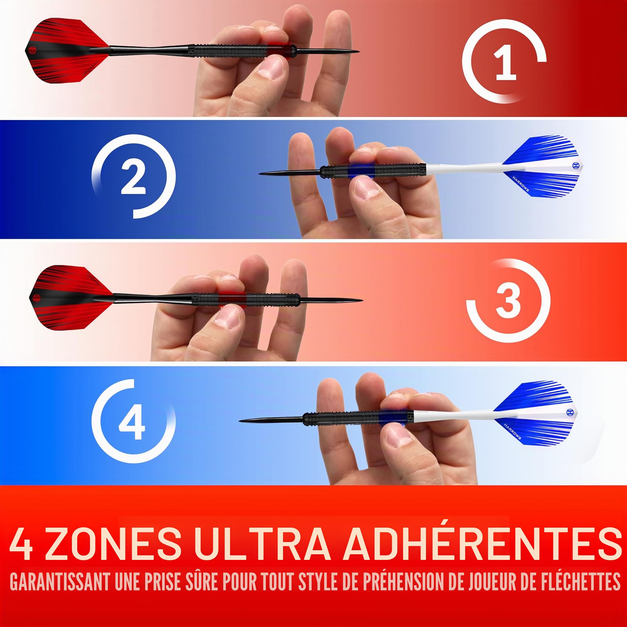 Harrows Caliber 90% Jeu de fléchettes à Pointe en Acier tungstène I 21 g à 30 g I Énorme Lot de 16 pièces avec tiges de Rechange, ailettes Prime et étui de Voyage