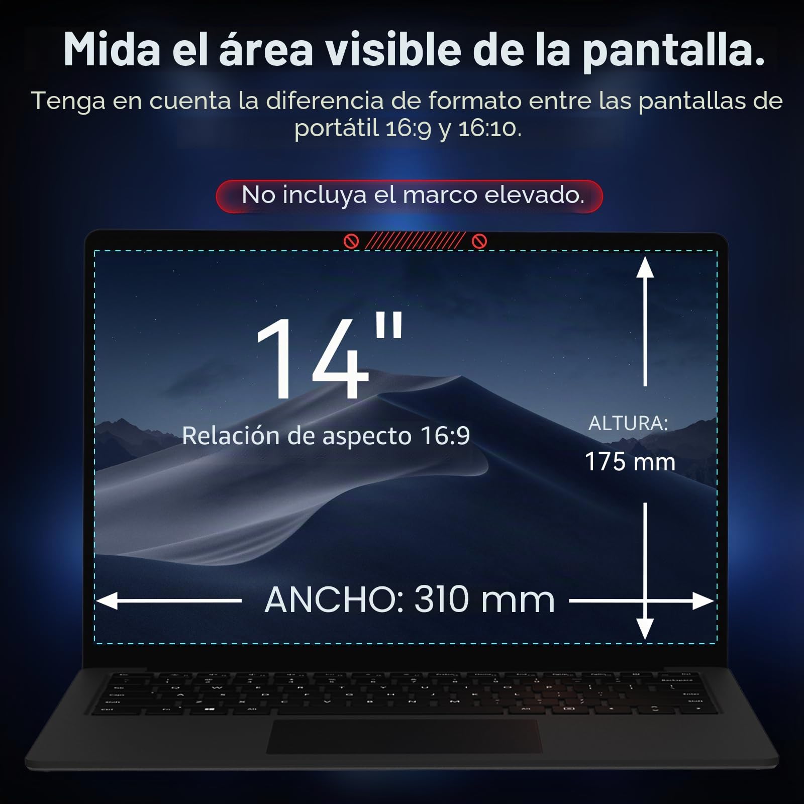 360° Filtro de Privacidad de 14 Pulgadas 16:9, Protección de Pantalla Anti-Espía Anti-Reflejo, Protector de Privacidad de Pantalla para Laptop Compatible con Lenovo/Dell/HP/Asus/Samsung/Acer