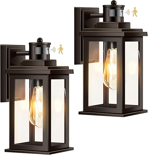 Miniatura 55 de VIANIS Luces negras para exteriores del atardecer al amanecer para casa, paquete de 2 luces de pared al aire libre, luces de porche impermeables