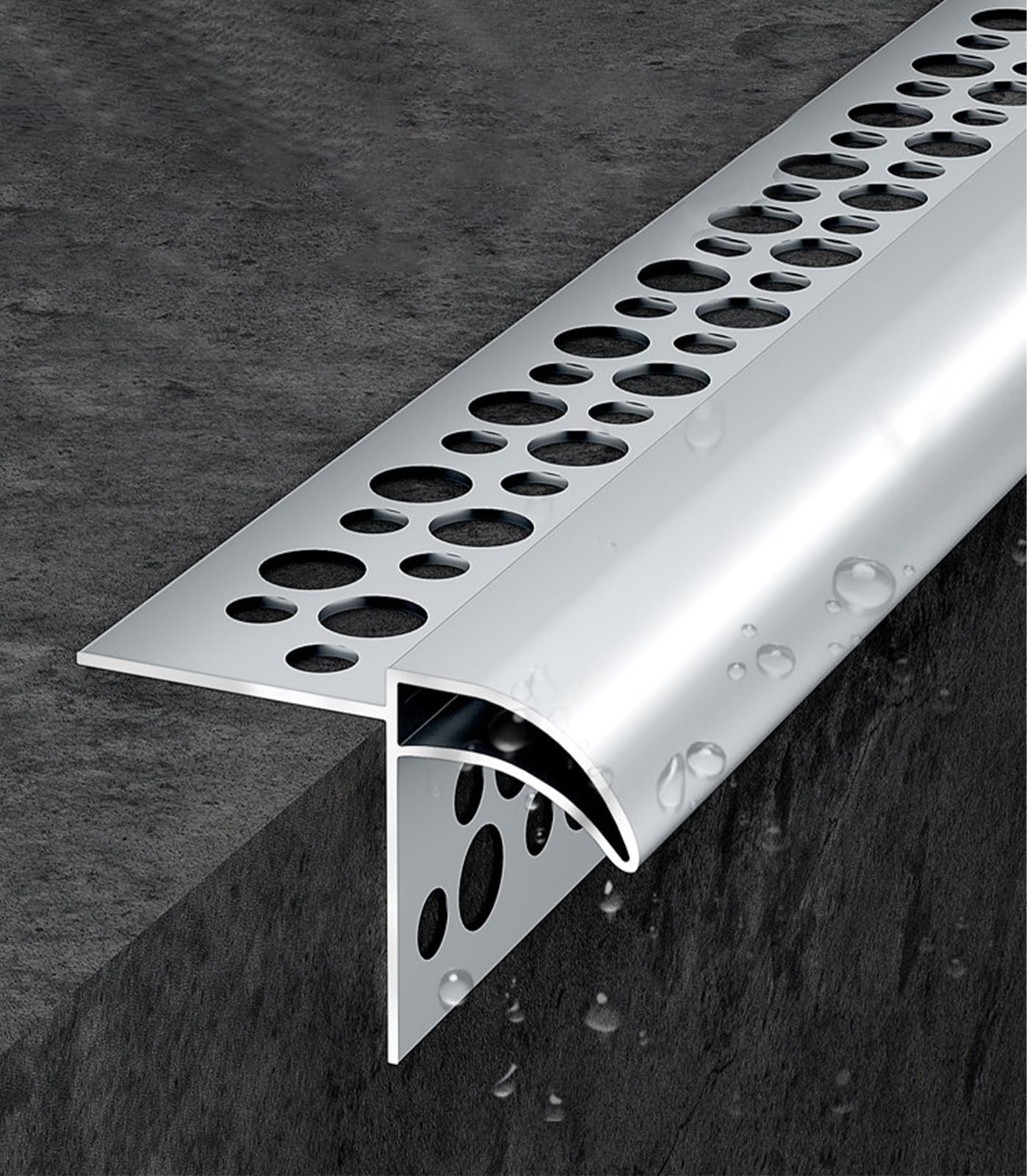 Treppenkantenprofil Gebogene Außenwand-/ Dach-Tropfkante, Wasserfeste Regenabweiser-Leiste aus Aluminiumlegierung, Regenabweiser für Türen (Balkon, Wohnbereich, Geschäft)(Width-5.5cm(2 1/8"))