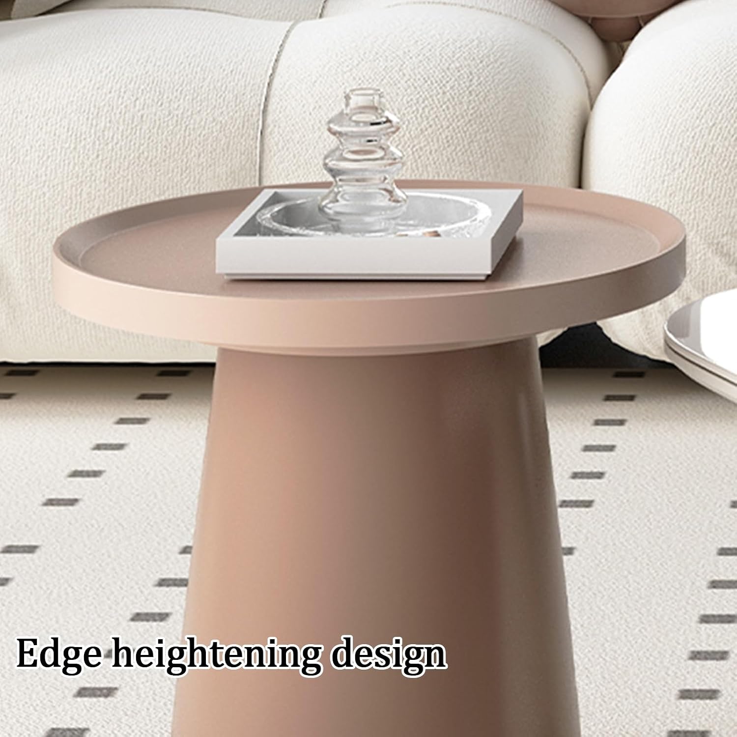 Coffee Table Set, Soft and Rounded Surface Nesting Table, Petal-Shaped Surface Center Table, Floor-Standing Base Design, for Bedroom, No Need Assembly