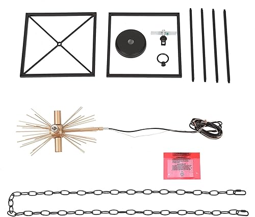 Miniatura 6 de Durent Lighting Moderno candelabro de oro negro, lámpara colgante cuadrada de 4 luces con diseño de explosión de estrellas, lámpara Sputnik de