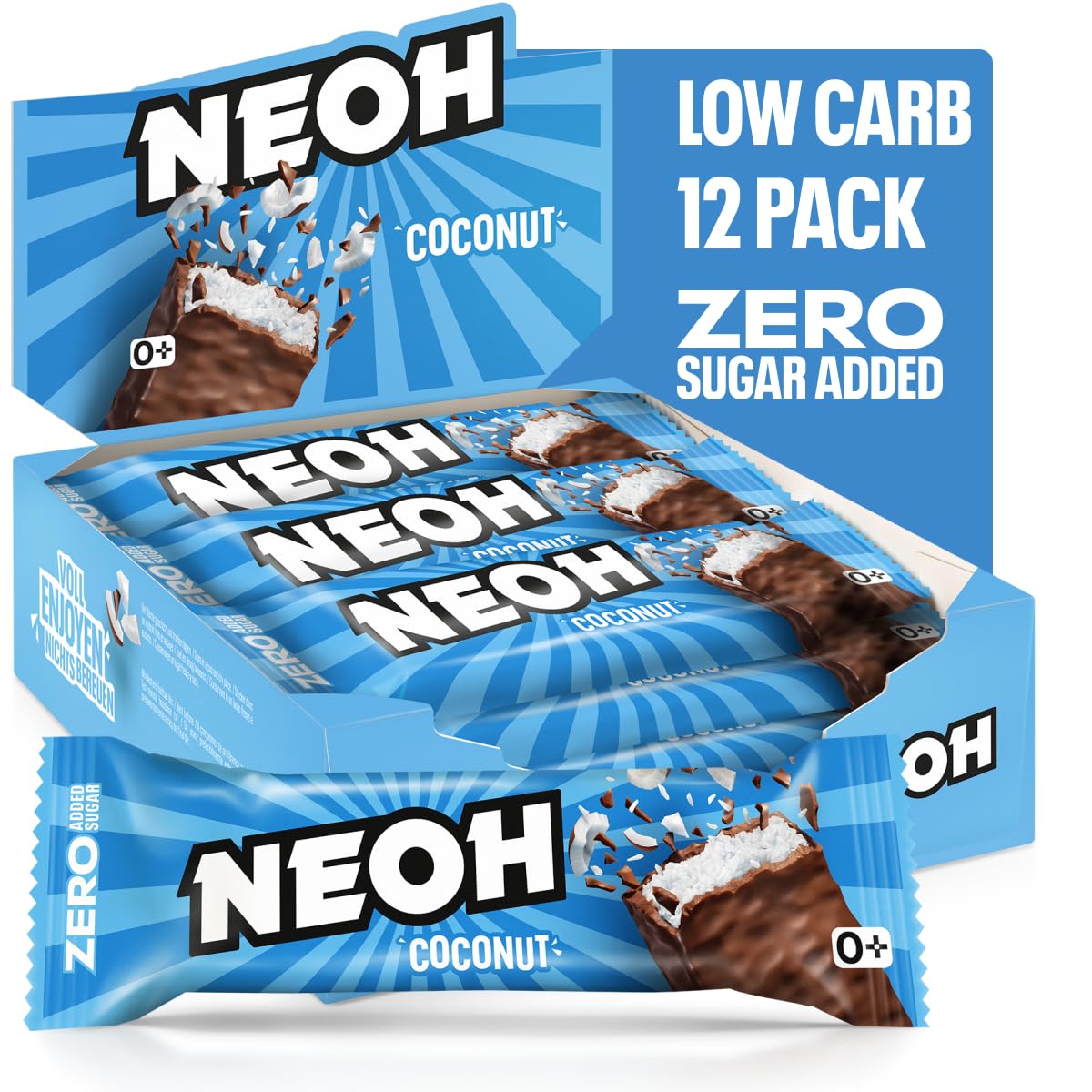 NEOH Coconut and Berry Bars - Keto Chocolate Dipped Candy Bar, Gluten-Free Low-Calorie, Low-Carb, Plant-Based, High-Fiber Snacks, No Added Sugar, 1 Ounce Individually Wrapped Bars