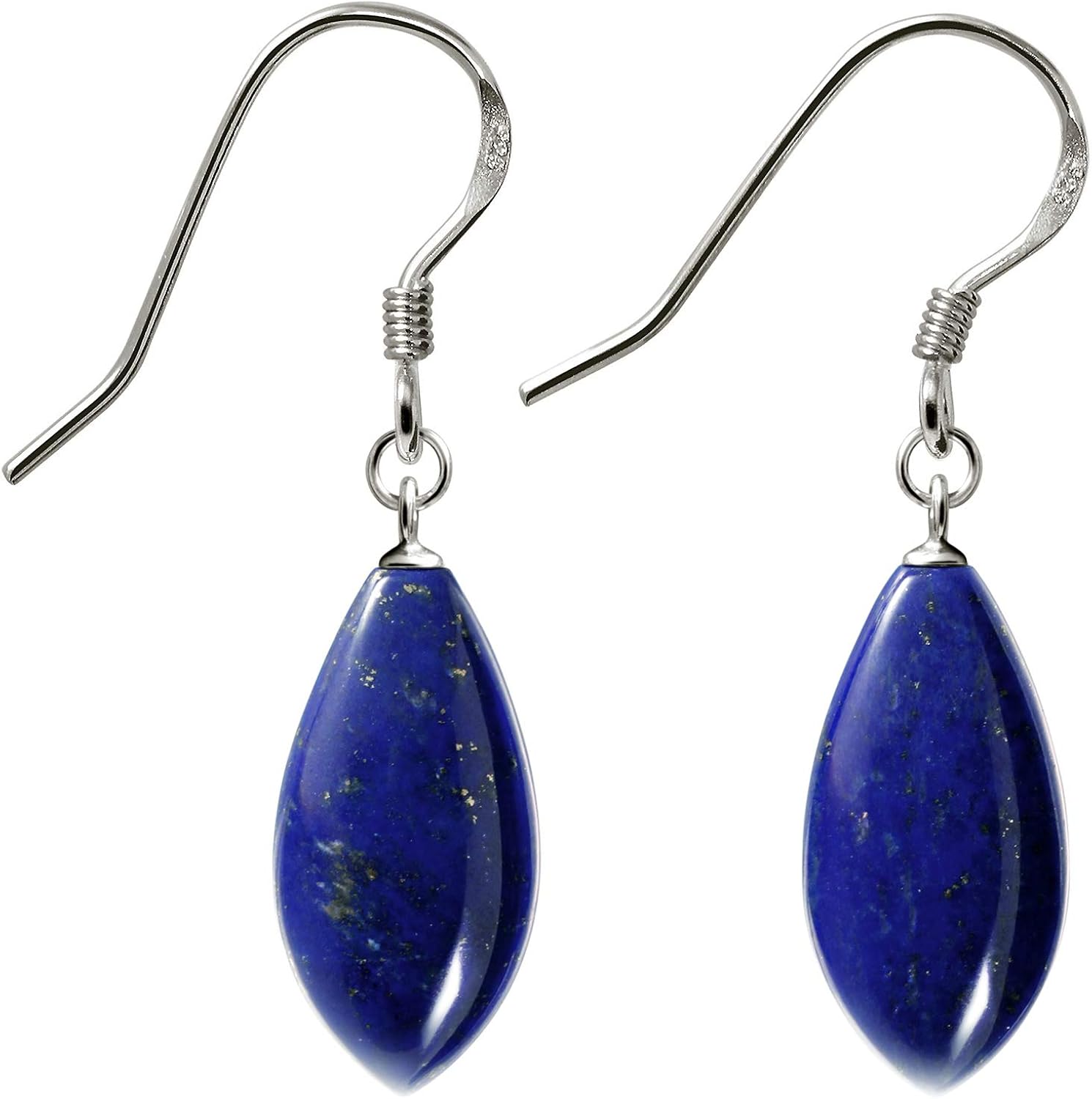 Franki Baker Blue Natural Lapis Lazuli Gemstone & 925 Sterling Silver Drop Earrings. Gem Grade A+ Length: 4cm