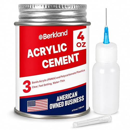 Acrylic Bonding Cement with Applicator Bottle 4 oz, Clear Adhesive for Plexiglass and Plastic Sheets, Fast-Setting Glue
