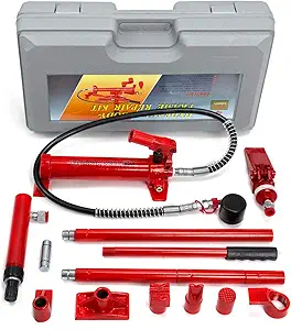XtremepowerUS 4 Ton Porta Power Hydraulic Jack Body Frame Repair Kit Auto Shop Set w/Carrying Case