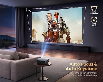 [Ultra Bright/Google TV/4K Support] Smart-Projector with WiFi 6 and Bluetooth, Built-in Apps, Outdoor Movie Proyector, 1080P Home Theater Auto Focus Projector, PUTRIMS K12 (Gray, Standard)