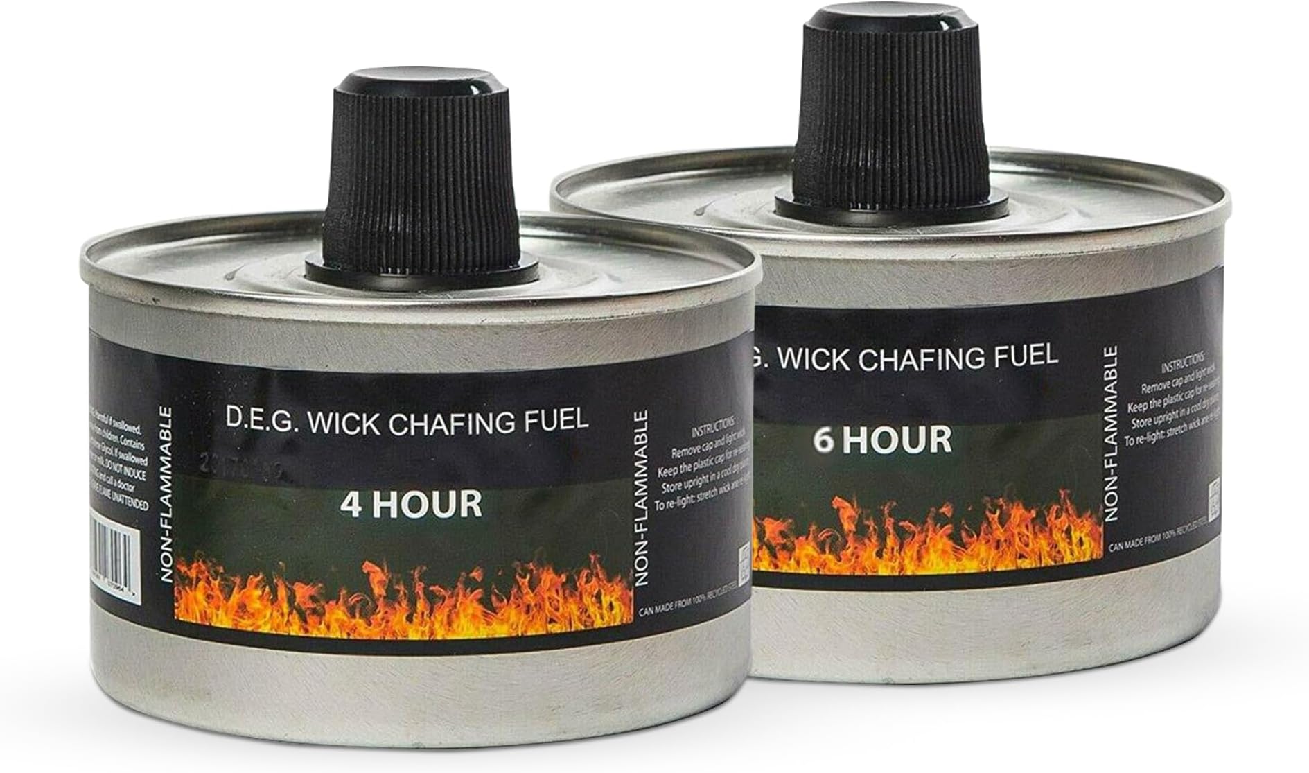 We Can Source It Ltd - Set of 6 Chafing Fuel Cans - 4 Hour Burn, Non-Flammable Liquid Wick Fuel - Safe, Re-Lightable, Cool-Touch Cans for Bain Maries, Chafing Dishes, Buffets & Catering Events