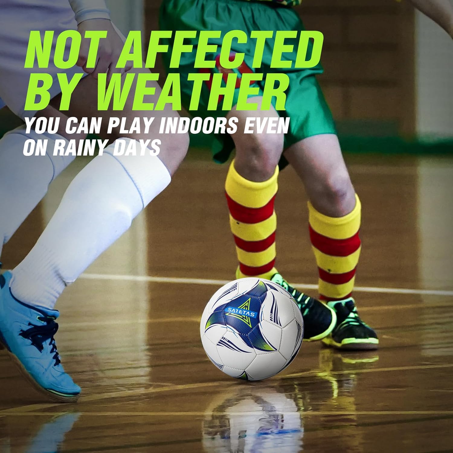 Size 3/4 Soccer Ball, Futsal Ball&Indoor Soccer Ball Low Bounce Ball, PU Leather Practice Futsal Ball, Official Size and Weight for Age 13+ Boys and Girls - Image 4