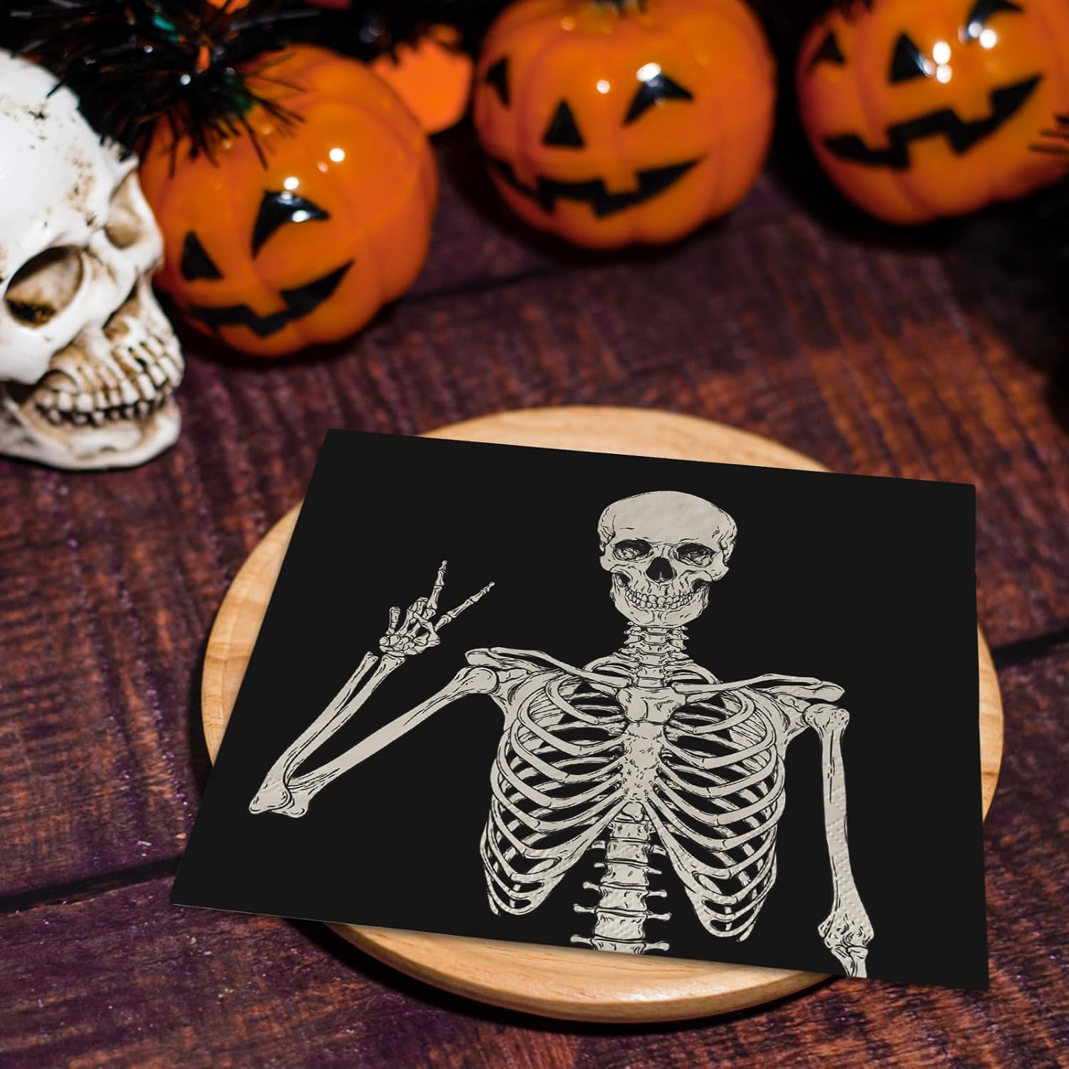 AnyDesign 80 Pack Skull Paper Napkins Disposable Halloween Skeleton Luncheon Napkins Smile Skull Decorative Dessert Dinner Hand Napkin for Horror Theme Party Supplies