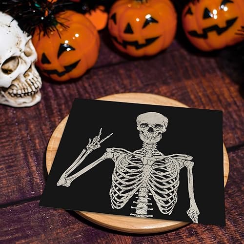 Miniatura 6 de AnyDesign Paquete de 80 servilletas de papel de calavera desechables de Halloween, servilletas de almuerzo de esqueleto sonriente, decoración de