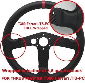Replace 13 inch(33cm) lightweight Original Leather For THRUSTMASTER T300 Force Feedback Ferrari Integral ; Racing Wheel For TS-PC Racer Servo Base Open Wheel (For T300 Ferrari/TS-PC Racer)