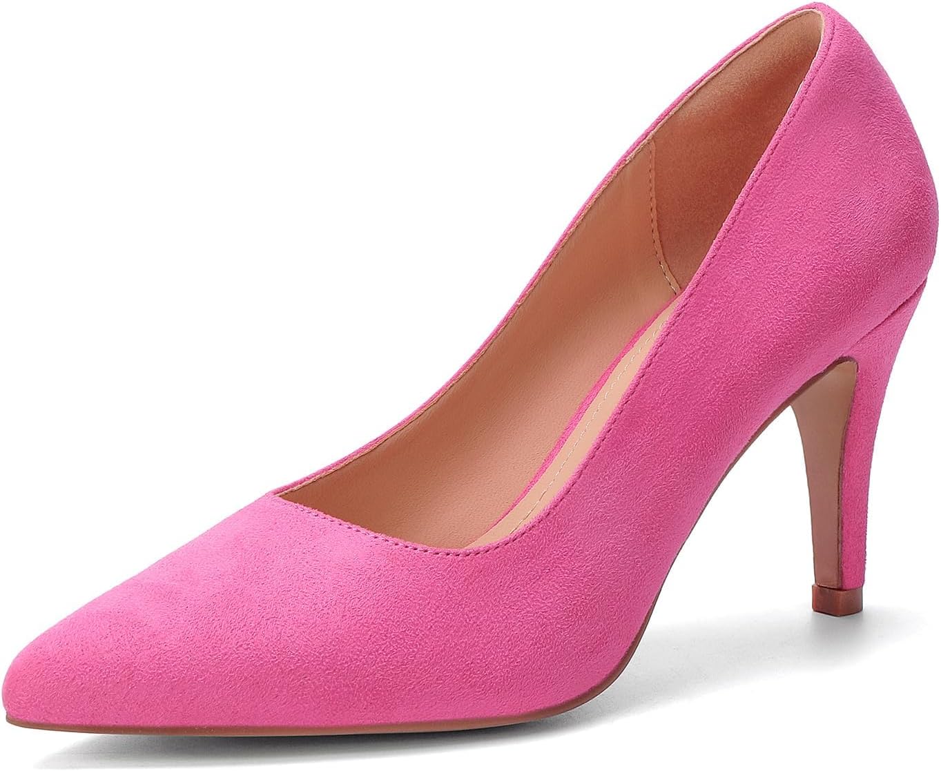 Women's 3 in Closed Pointed Toe Heels Pumps Comfortable Classic Dress Shoes for Women(HOT Pink Suede 10)