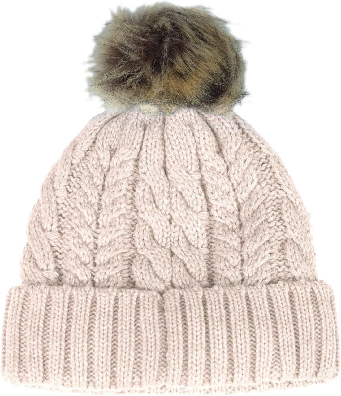 Timberland Women’s Cable Knit Faux Fur Pom Beanie - Soft Winter Hat, Ribbed Cuff, Warm Lining, Stylish Cozy Cold Weather Wear - Image 4
