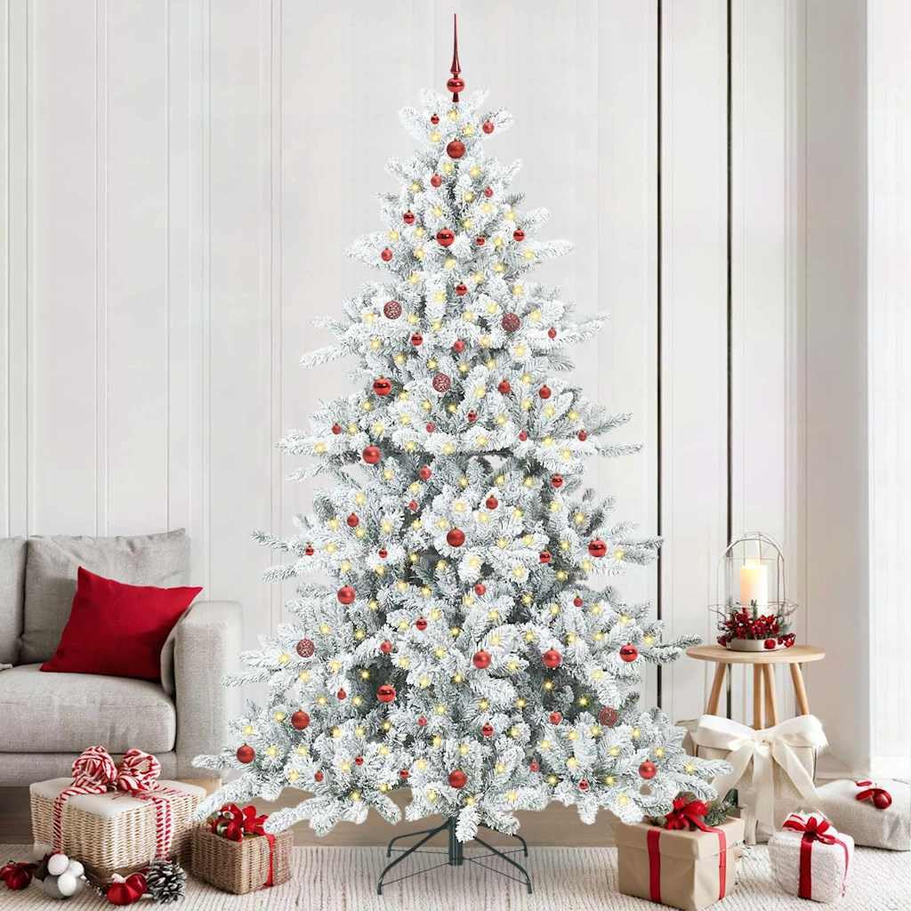 Sapin de noël artificiel blanc 240 cm anti-chute d'aiguilles avec pied stable