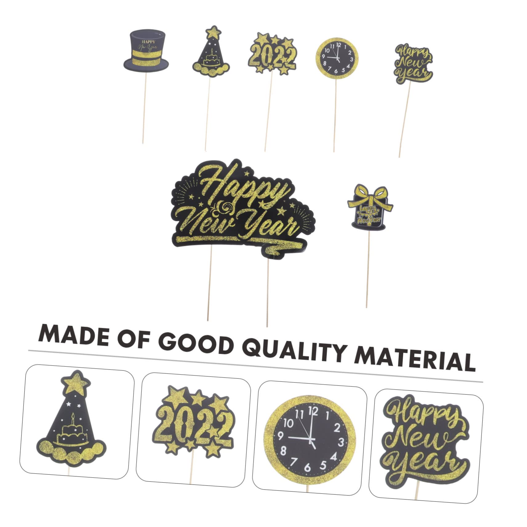 VILLFUL 25pcs Party Decoration Sticks Girl Christmas Ornaments 2022 New Year 2022 Christmas New Year Backdrop Glitter Number Christmas Decor Decoration Kit Boy Paper Cake Dessert