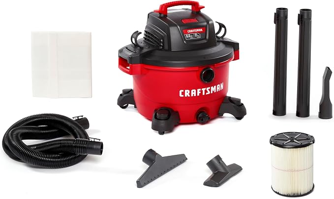CRAFTSMAN CMXEVBE17594 12 Gallon 6.0 Peak HP Wet Dry Vac, Portable Shop Vacuum Wet and Dry with Filter, Dust Bag, Hose and Attachments fo...
