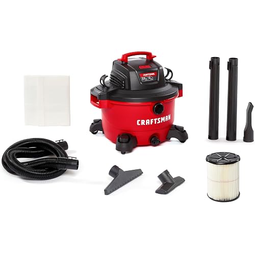 CRAFTSMAN CMXEVBE17594 12 Gallon 6.0 Peak HP Wet Dry Shop Vacuum | General Purpose Wet and Dry Vac with Filter, Dust Bag, Hose and Attachments for Home Projects & Renovations