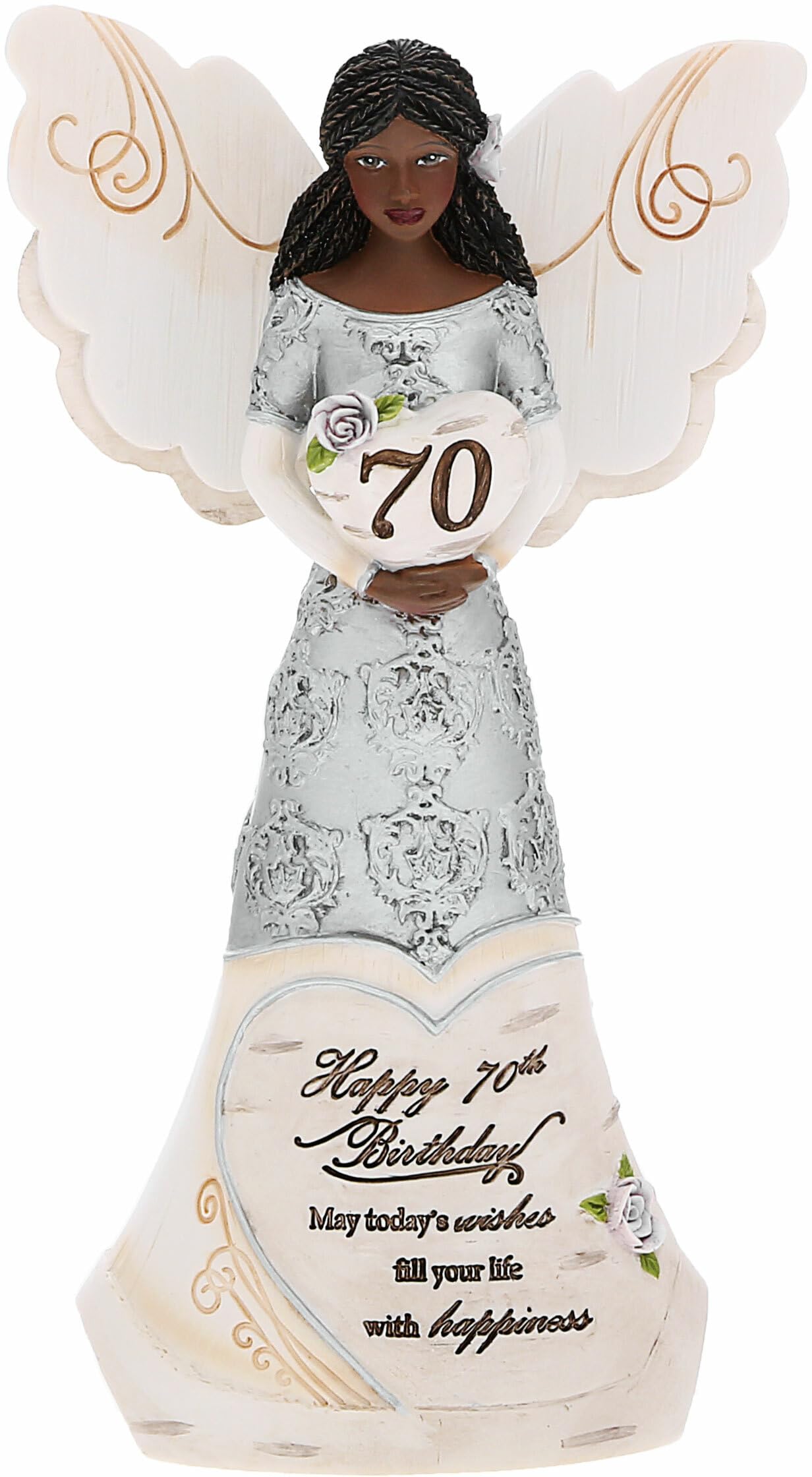 Pavilion Gift Company 80. Doğum Günü - 15 cm Kalp Tutan Melek, Bej