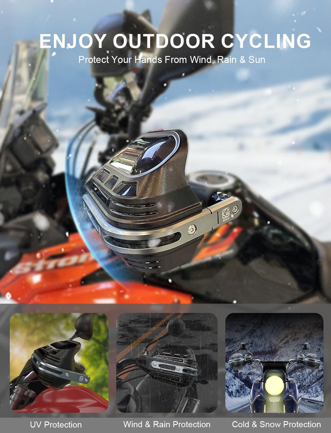 Kewig Thickened Motorcycle Riding Hand Guards for 7/8" to 1-1/4" Handlebars