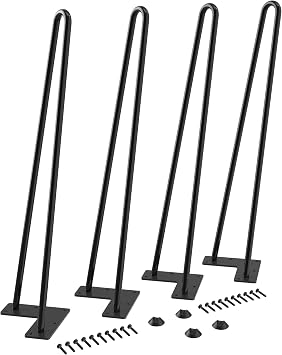 WINSOON 4PCS 51cm Hairpin Table Legs Max Support 450lbs with Protector Feet Mid-Century Modern Style for Furniture Legs, Coffee Table Legs, Bench Legs, Chair Leg