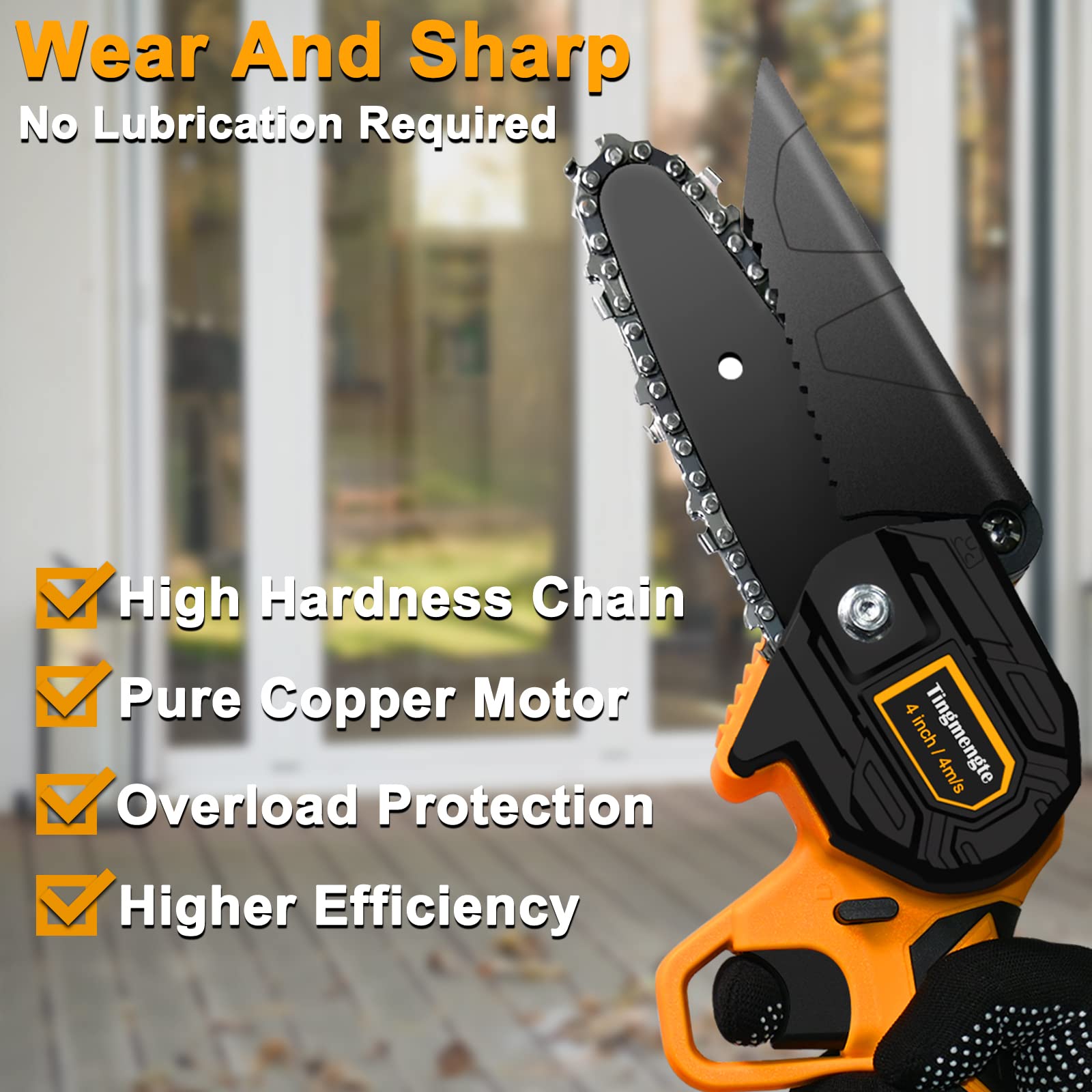 Snapklik.com : Mini Chainsaw 4 Inch, Cordless Mini Chainsaw Battery Powered