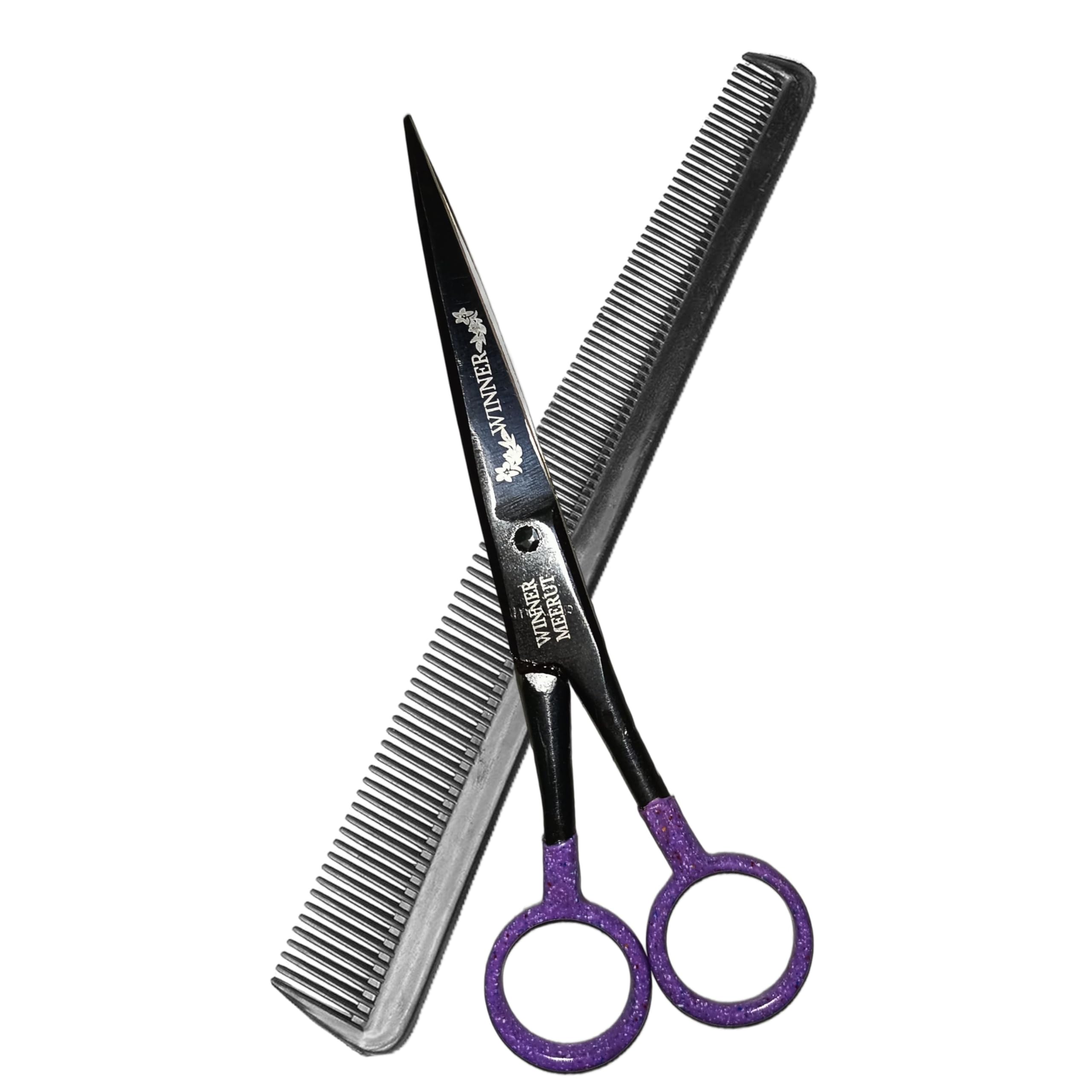 Professional Hair Cutting & Nose Hair Scissors Combo with Comb - Set of 1-image-4