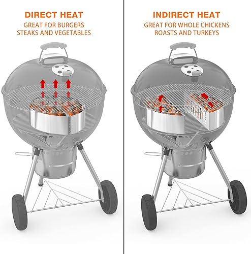 Miniatura 6 de onlyfire Soporte para briquetas de carbón de acero inoxidable para parrillas Weber de carbón de 26 pulgadas