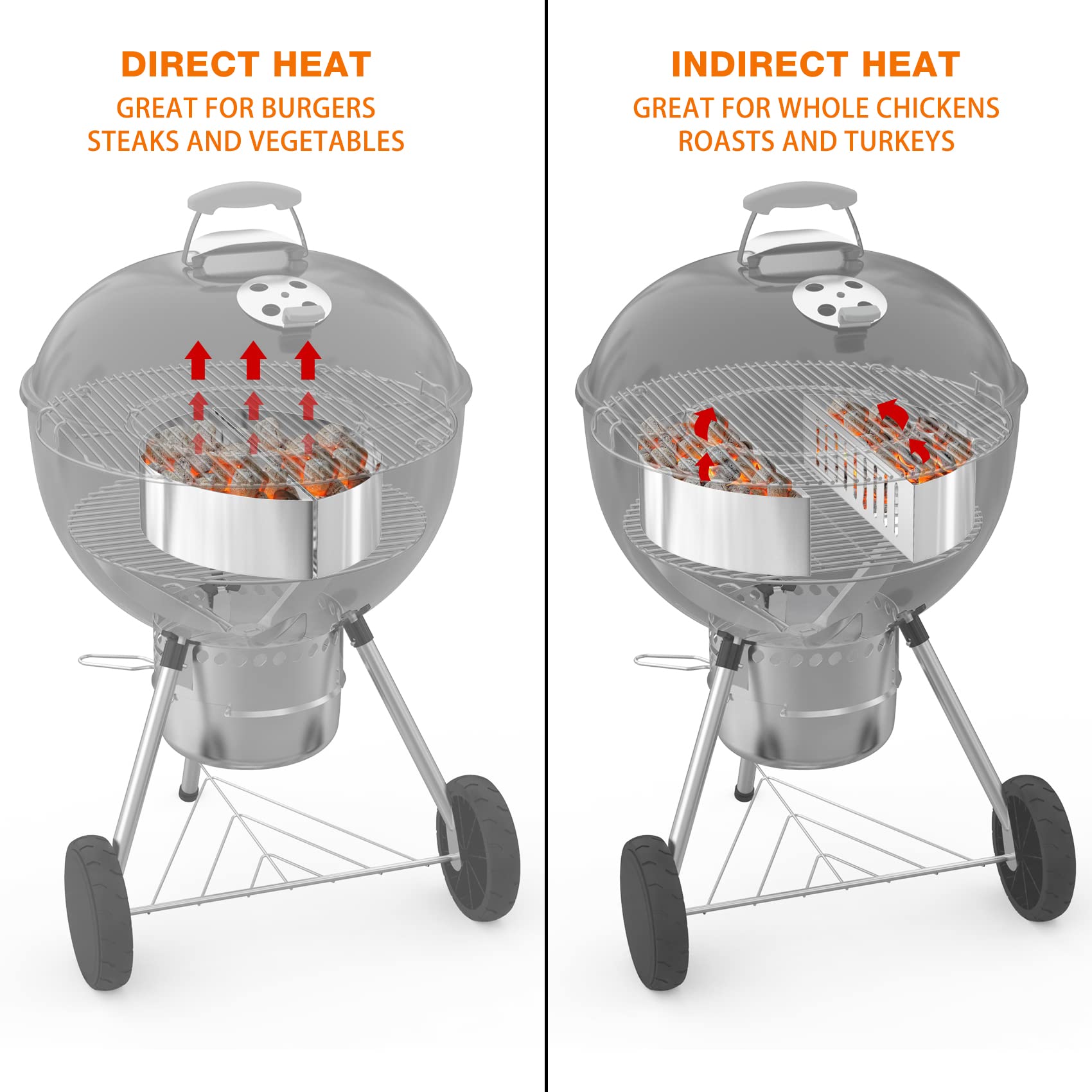 only fire Cestino in acciaio inox per barbecue Weber 66 cm